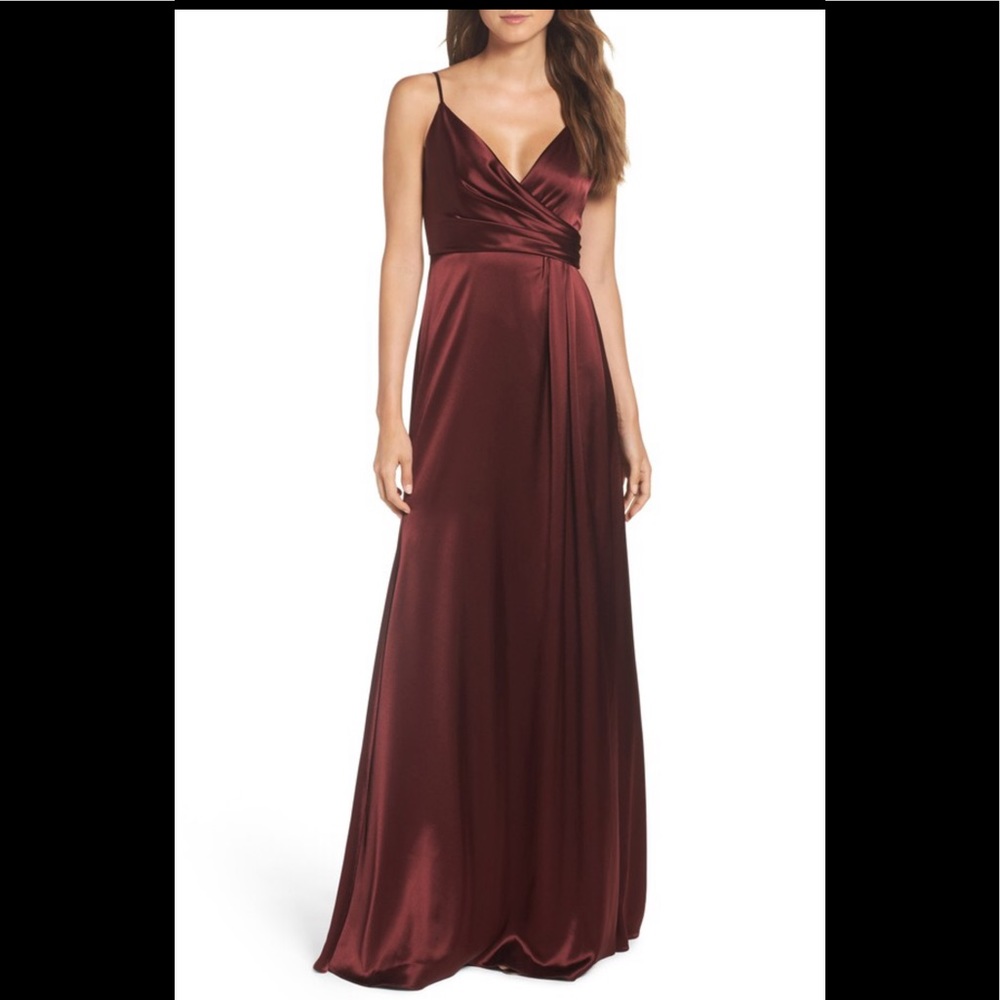 Jill Jill Stuart satin faux wrap gown